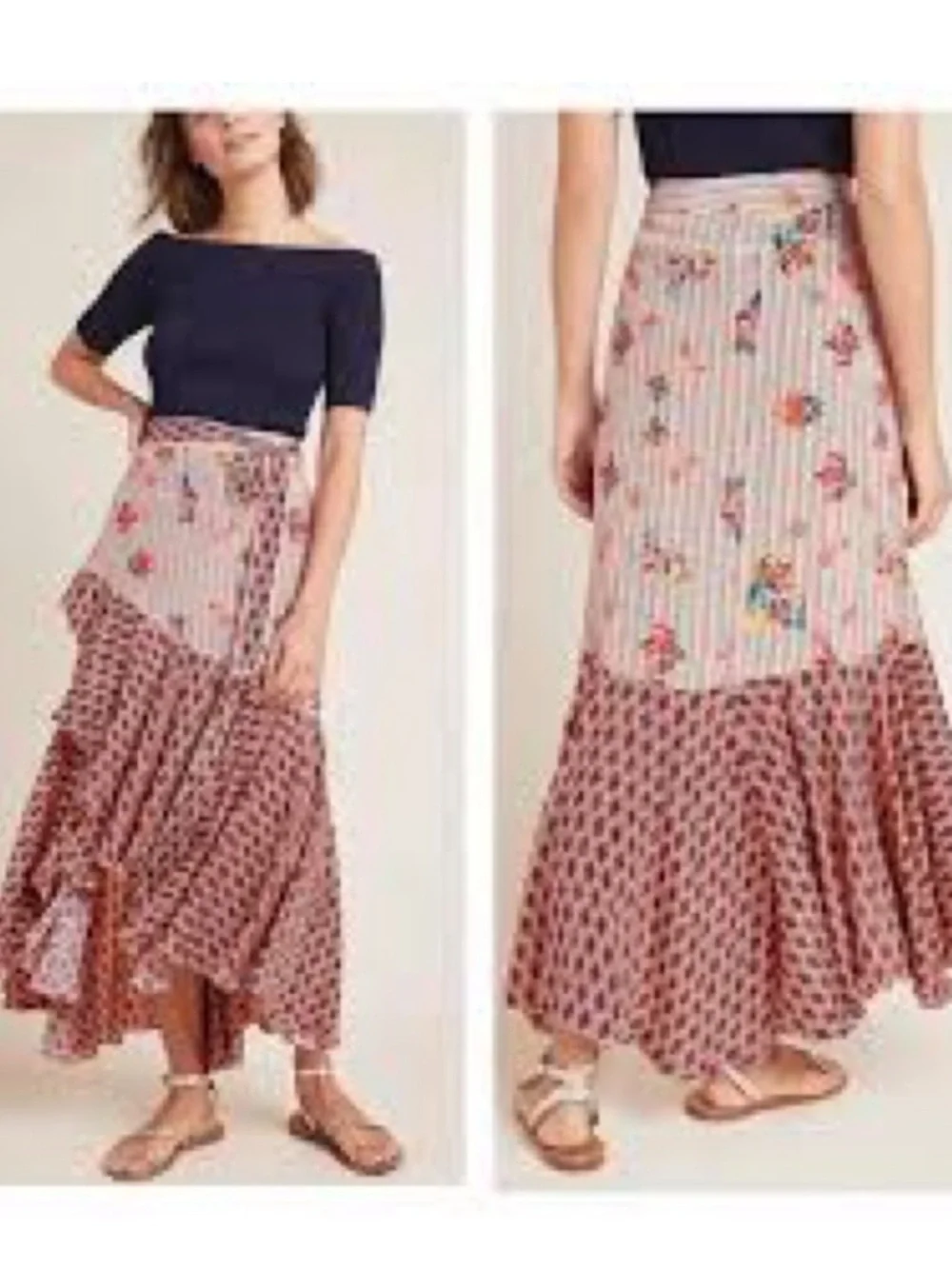 Anthropologie Bhanuni Casablanca Ruffle boho maxi Skirt Jyoti Sharma Size 8 - Picture 2 of 11